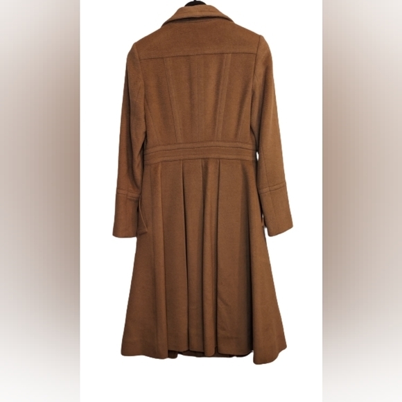 EUC Burberry tan trench coat 100% camel hair princess cut button down half 2 - Picture 6 of 16